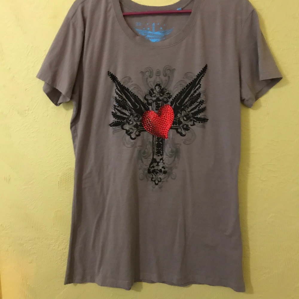 Rock & Roll Cowgirl Cross Heart Tee